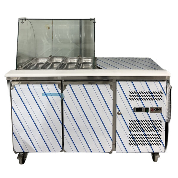 54'' CHEF Salad Prep Table With Sneeze Guard GN-2100SALGC - Image 2