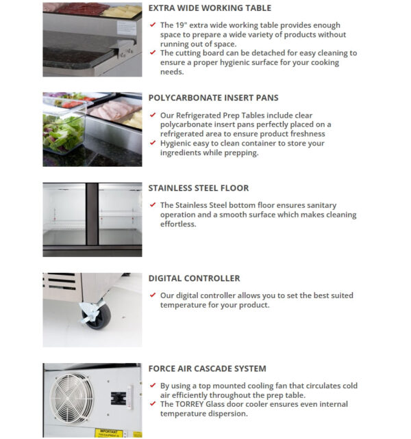 68" Pro-Kold Refrigerated Double Door Pizza Prep Table PTP-11 - Image 4