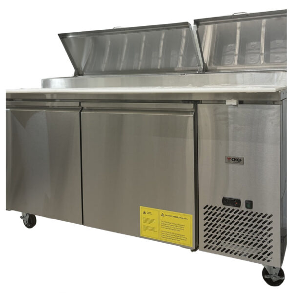 72'' CHEF Double Door Refrigerated Pizza Prep Table TPP-67T - Image 4