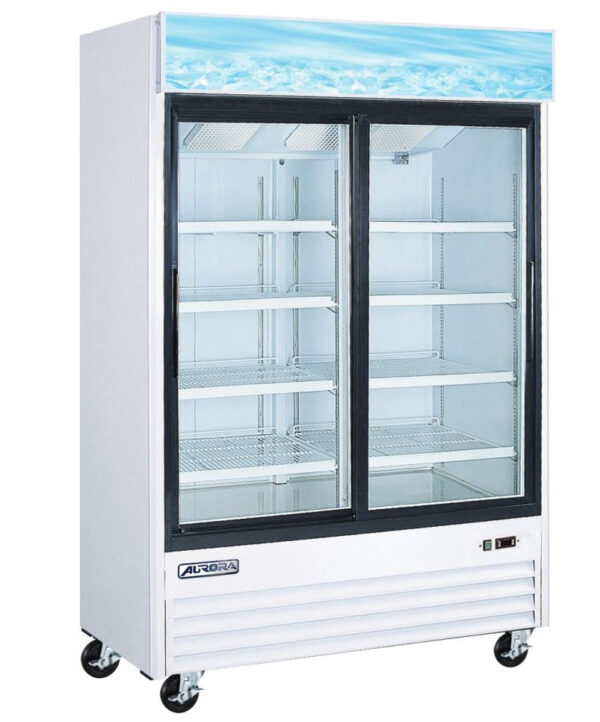 Omcan Aurora 54â€³ Glass Door Refrigerator, 2 Doors with 45 Cu.Ft.  59032