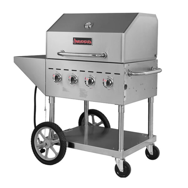 Sierra Range 49" Mobile Commercial Outdoor Gas Grill w/ Roll Dome & Side Shelf, Liquid Propane SRBQ-30