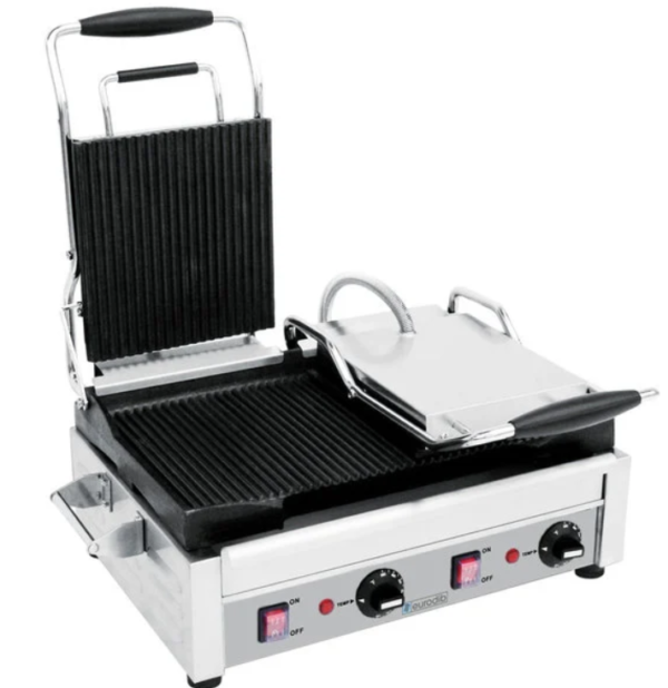 Eurodib Cooking Surface Double Panini Grill with Ribbed Plates SFE02365-240