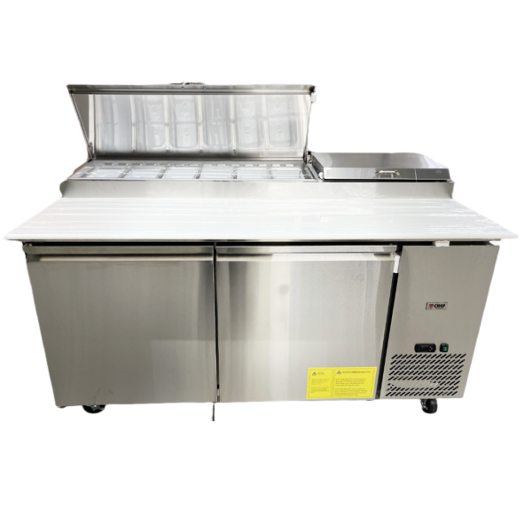 72'' CHEF Double Door Refrigerated Pizza Prep Table TPP-67T - Image 7