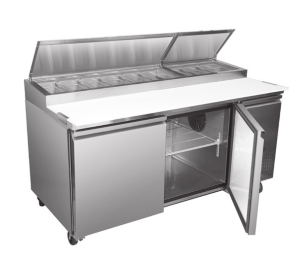 72'' CHEF Double Door Refrigerated Pizza Prep Table TPP-67T