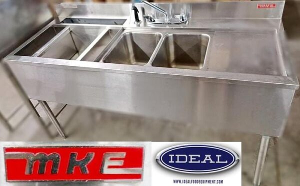 Stainless Steel 3-Compartment Sink with Drainboard - MKE